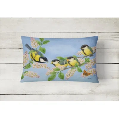 Caroline's Treasures Great Tit Family Of Birds Fabric Indoor/outdoor Throw Pillow In Multicolor