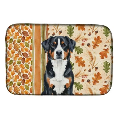 Caroline's Treasures Greater Swiss Mountain Dog Heirloom Fall Dish Drying Mat In Natural