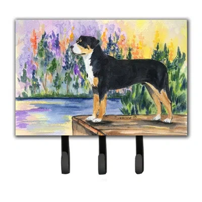 Caroline's Treasures Greater Swiss Mountain Dog Leash Holder And Key Hook In Brown;green;purple