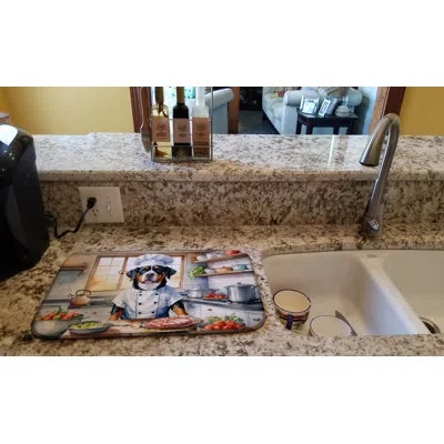 Caroline's Treasures Greater Swiss Mountain Dog The Chef Dish Drying Mat In Natural
