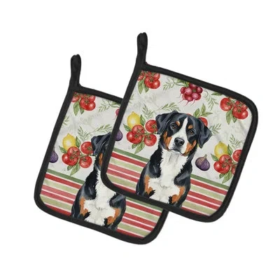 Caroline's Treasures Greater Swiss Mountain Dog Vegetables Pair Of Pot Holders In Multicolor
