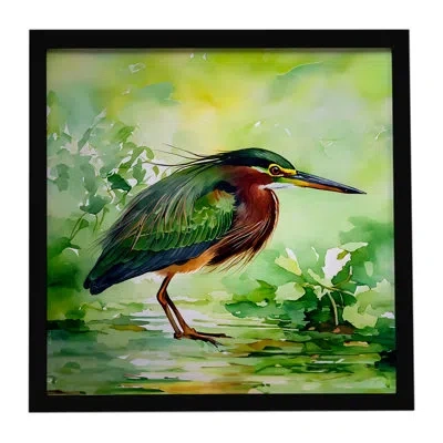Caroline's Treasures Green Heron Framed Metal Print In Multicolor