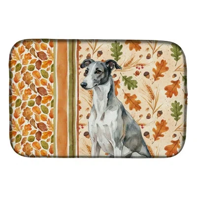 Caroline's Treasures Greyhound Heirloom Fall Dish Drying Mat In Natural