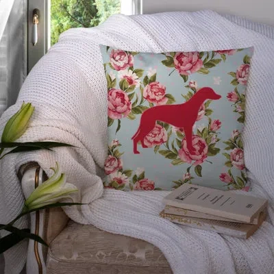 Caroline's Treasures Greyhound Shabby Elegance Blue Roses Indoor/outdoor Throw Pillow