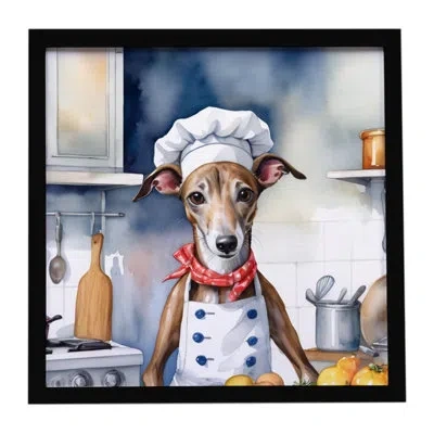 Caroline's Treasures Greyhound The Chef Framed Metal Print In Multi