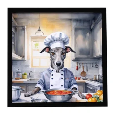 Caroline's Treasures Greyhound The Chef Framed Metal Print In Multi