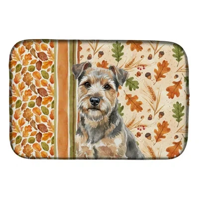 Caroline's Treasures Grizzle And Norfolk Terrier Heirloom Fall Dish Drying Mat In Natural
