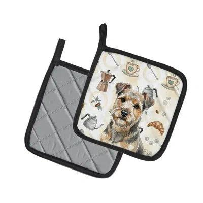 Caroline's Treasures Grizzle And Tan Norfolk Terrier Coffee Bar Pair Of Pot Holders In Multicolor