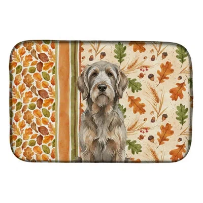 Caroline's Treasures Grizzle And Tan Otterhound Heirloom Fall Dish Drying Mat In Natural