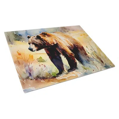 Caroline's Treasures Grizzly Bear Glass Cutting Board Large