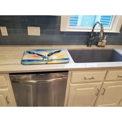 Caroline's Treasures Gull Flying Low Dish Drying Mat In Natural