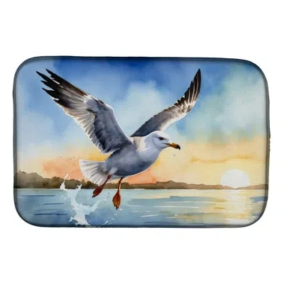 Caroline's Treasures Gull Flying Low Dish Drying Mat In Natural