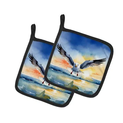 Caroline's Treasures Gull Flying Low Pair Of Pot Holders In Multicolor