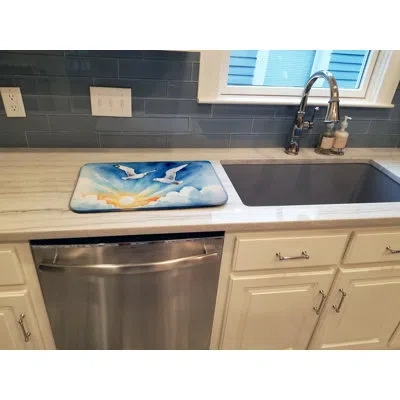 Caroline's Treasures Gulls Soaring High Dish Drying Mat In Natural
