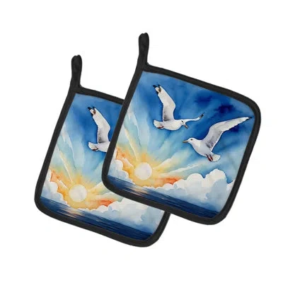 Caroline's Treasures Gulls Soaring High Pair Of Pot Holders In Multicolor