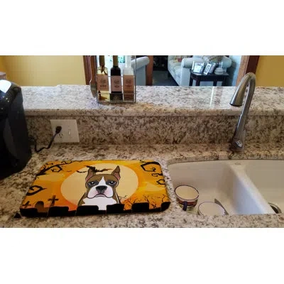 Caroline's Treasures Halloween Boxer Drying Mat In Orange