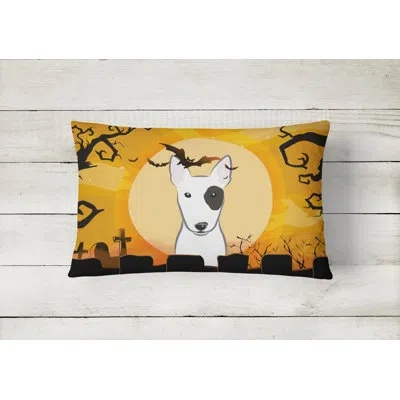 Caroline's Treasures Halloween Bull Terrier Fabric Indoor/outdoor Throw Pillow