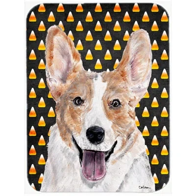 Caroline's Treasures Halloween Candy Corn Cardigan Corgi Glass Cutting Board