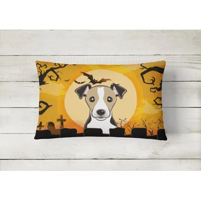 Caroline's Treasures Halloween Jack Russell Terrier Fabric Indoor/outdoor Throw Pillow In Black