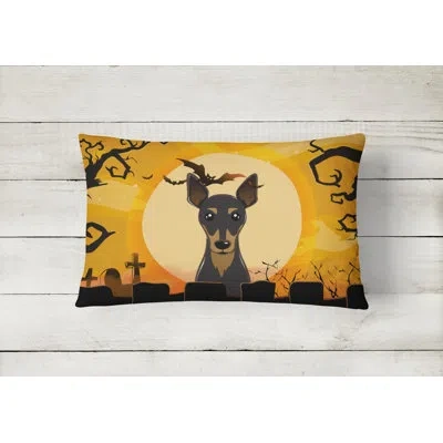 Caroline's Treasures Halloween Min Pin Fabric Indoor/outdoor Throw Pillow