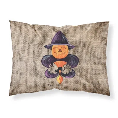 Caroline's Treasures Halloween Pumpkin Bat Fleur De Lis Pillowcase In Gray