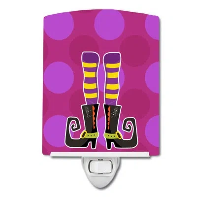 Caroline's Treasures Halloween Witch's Legs Ceramic Night Light In Pink