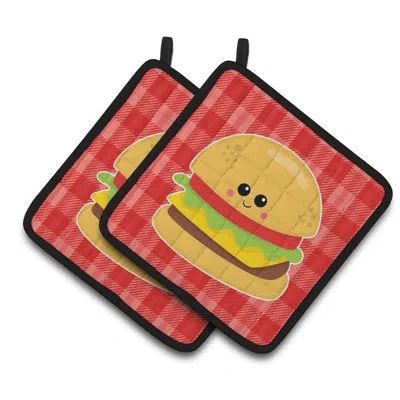 Caroline's Treasures Hamburger Face Potholder In Red;yellow