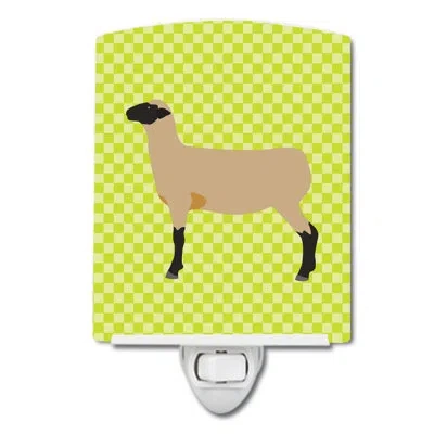 Caroline's Treasures Hampshire Down Sheep Ceramic Night Light In Green