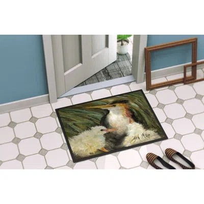 Caroline's Treasures Happy Family Non-slip Indoor Door Mat In Green,beige