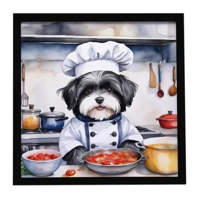 Caroline's Treasures Havanese The Chef Framed Metal Print In Multi