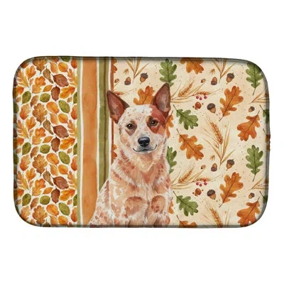 Caroline's Treasures Heeler Australian Cattle Dog Heirloom Fall Dish Drying Mat In Natural
