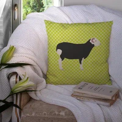 Caroline's Treasures Herwick Sheep Check Outdoor Throw Pillow In Green