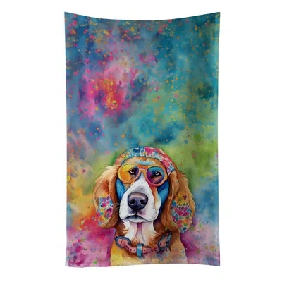 Caroline's Treasures Hippie Dawg Kitchen Towel In Multicolor