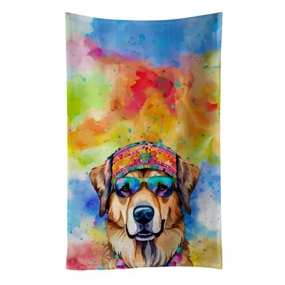 Caroline's Treasures Hippie Dawg Kitchen Towel In Multicolor