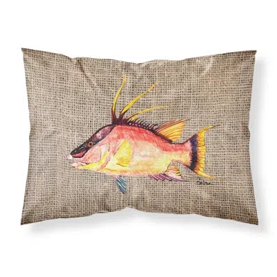Caroline's Treasures Hog Snapper On Faux Burlap Pillowcase In Gray