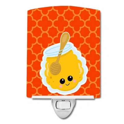 Caroline's Treasures Honey Jar Face Ceramic Night Light In Red