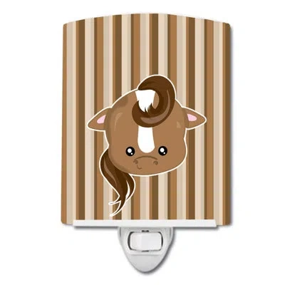 Caroline's Treasures Horse Face Ceramic Night Light In Brown