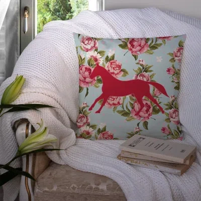 Caroline's Treasures Horse Shabby Elegance Blue Roses Indoor/outdoor Throw Pillow