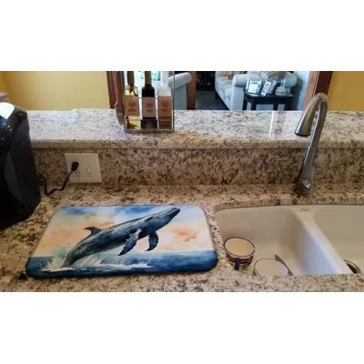 Caroline's Treasures Humpback Whale Breaching Dish Drying Mat In Natural