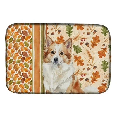 Caroline's Treasures Icelandic Sheepdog Heirloom Fall Dish Drying Mat In Natural