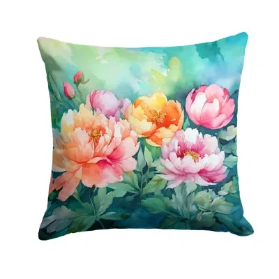 Caroline's Treasures Indiana Peonies In Watercolor Throw Pillow In Multicolor