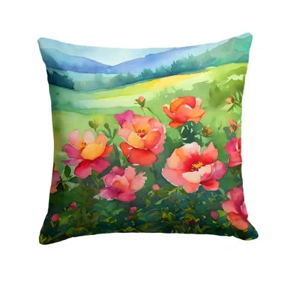 Caroline's Treasures Iowa Wild Prairie Roses In Watercolor Throw Pillow In Multicolor