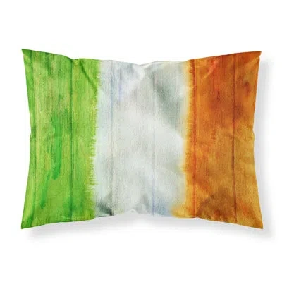 Caroline's Treasures Irish Flag On Wood Striped Pillowcase In Ivory