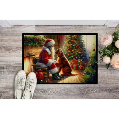 Caroline's Treasures Irish Setter And Santa Claus Doormat In Multicolor