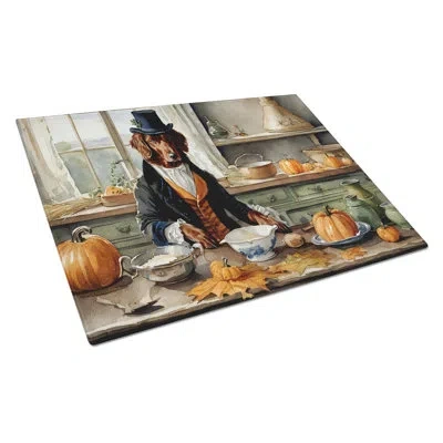 Caroline's Treasures Irish Setter Fall Kitchen Pumpkins Glass Cutting Board Large