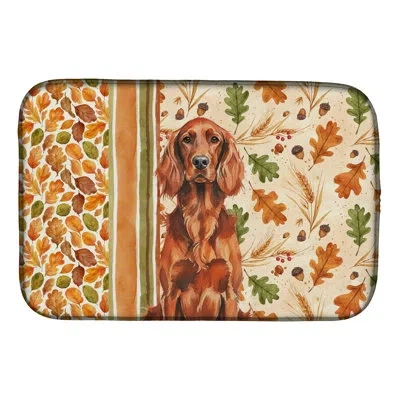 Caroline's Treasures Irish Setter Heirloom Fall Dish Drying Mat In Natural