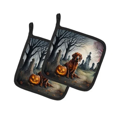 Caroline's Treasures Irish Setter Spooky Halloween Pair Of Pot Holders In Multicolor