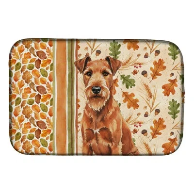 Caroline's Treasures Irish Terrier Heirloom Fall Dish Drying Mat In Natural