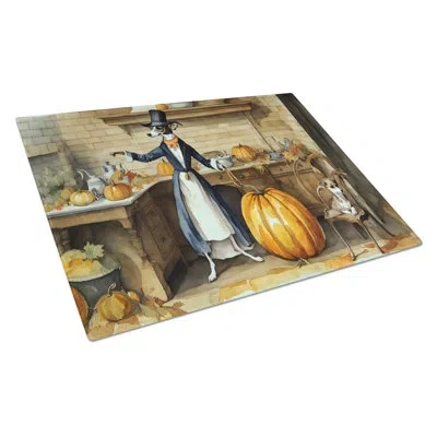 Caroline's Treasures Italian Greyhound Fall Kitchen Pumpkins Glass Cutting Board Large