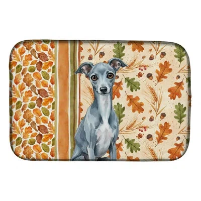 Caroline's Treasures Italian Greyhound Heirloom Fall Dish Drying Mat In Natural